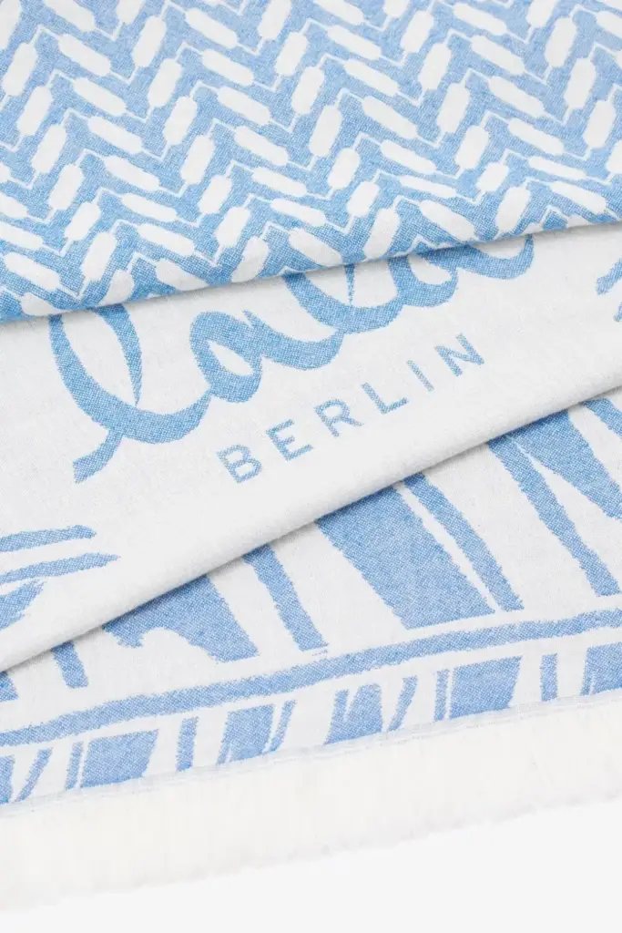 Lala Berlin Beach Blanket Aykahn Cotton Heritage Stripe Blue