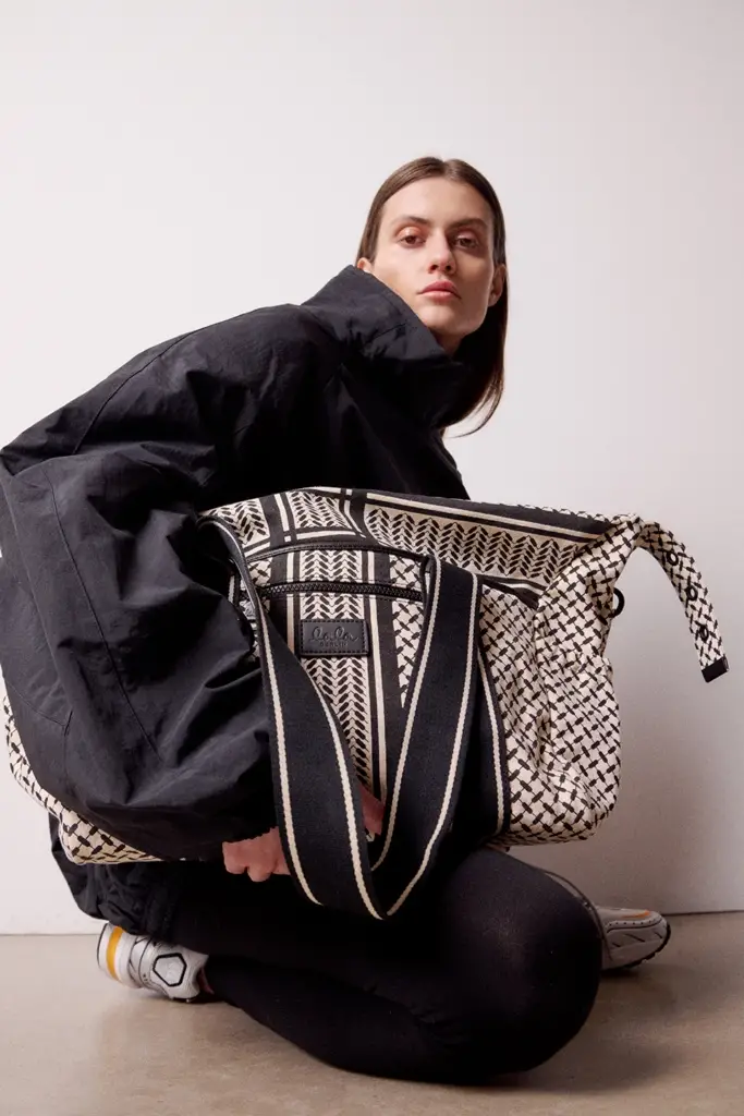 Lala Berlin Big Bag Muriel 2.0 canvas heritage stripe black