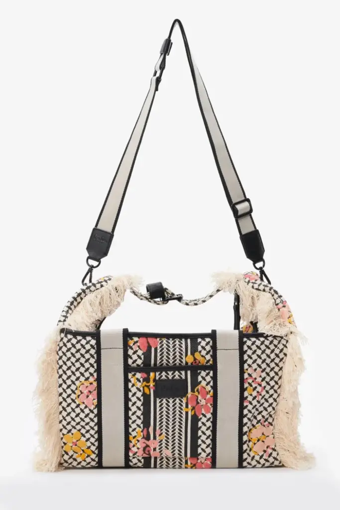 Lala Berlin Big Bag Muriel Stitched Canvas Heritage Embroidery Flower