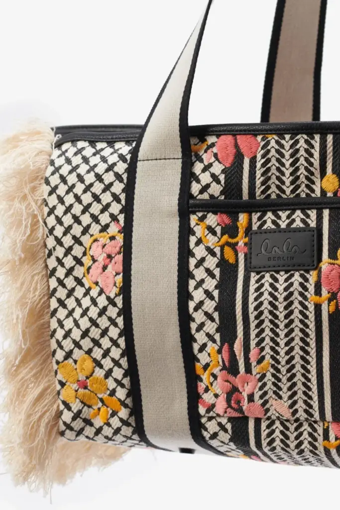 Lala Berlin Big Bag Muriel Stitched Canvas Heritage Embroidery Flower