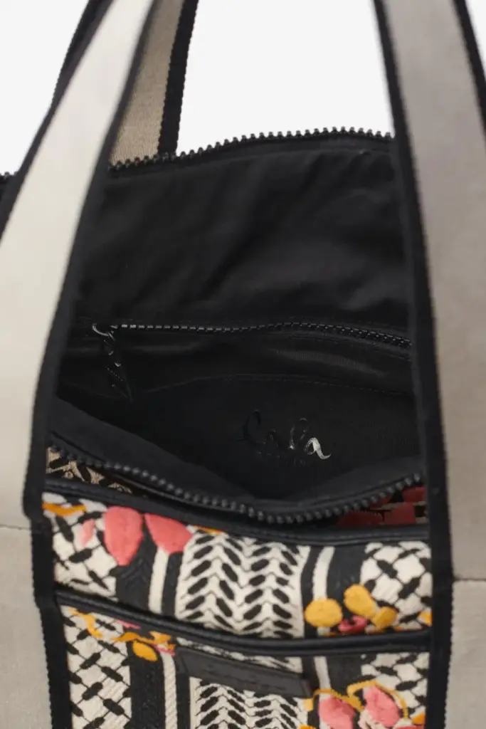 Lala Berlin Big Bag Muriel Stitched Canvas Heritage Embroidery Flower