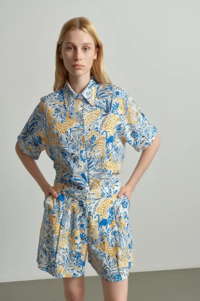 Lala Berlin Blouse Betta Linen/viscose Blend Magic Garden Day