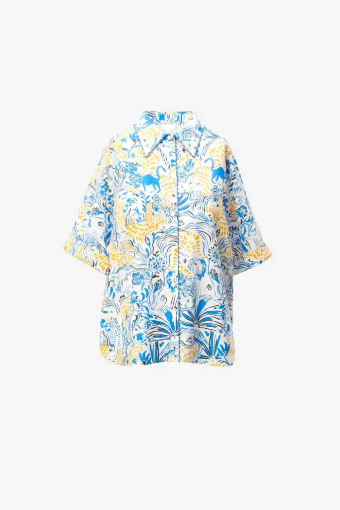 Lala Berlin Blouse Betta Linen/viscose Blend Magic Garden Day