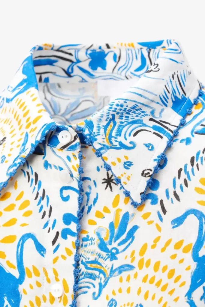 Lala Berlin Blouse Betta Linen/viscose Blend Magic Garden Day