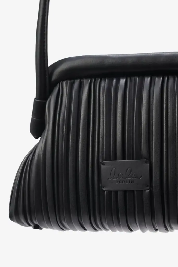 Lala Berlin Crossbody Clutch Maude Vegan Leather Plisse Black