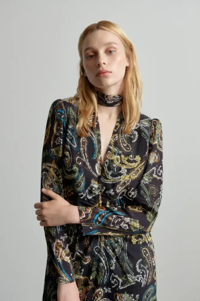 Lala Berlin Dress Damaso Viscose/silk Blend Paisley Park
