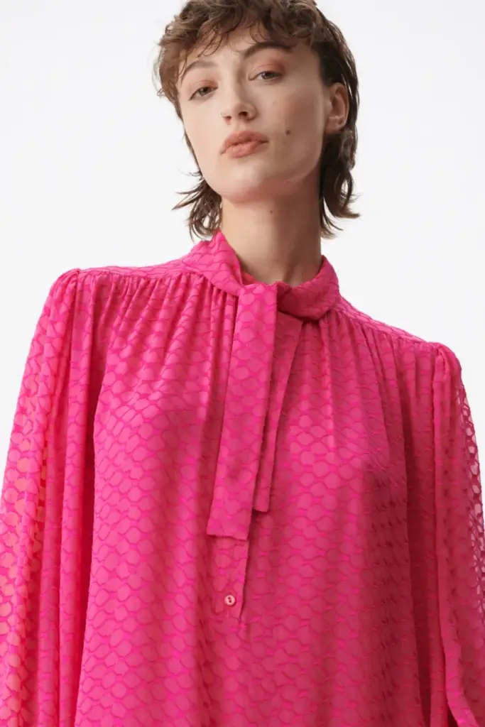 Lala Berlin Dress Day Viscose/silk Blend Polka Dot Dragonfruit