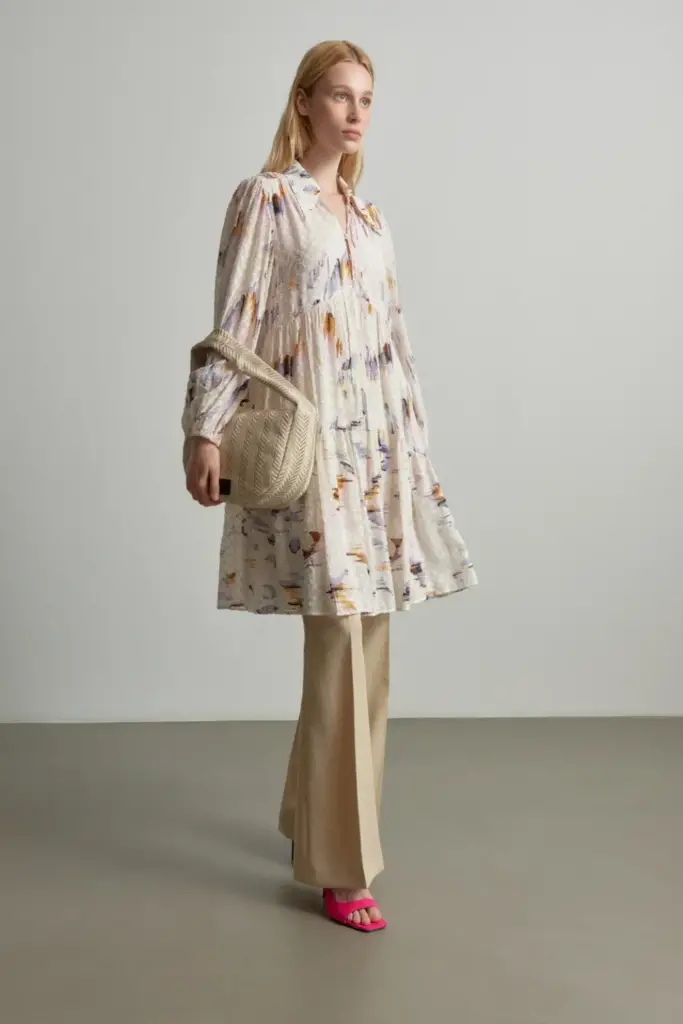 Lala Berlin Dress Dille Viscose Floral Fountain Pink