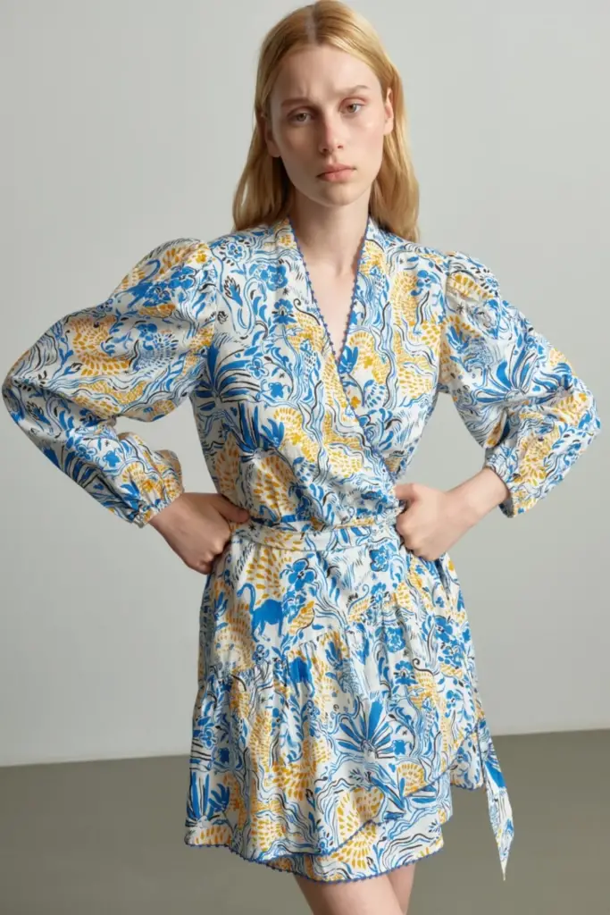 Lala Berlin Dress Dilovan Linen/viscose Blend Magic Garden Day