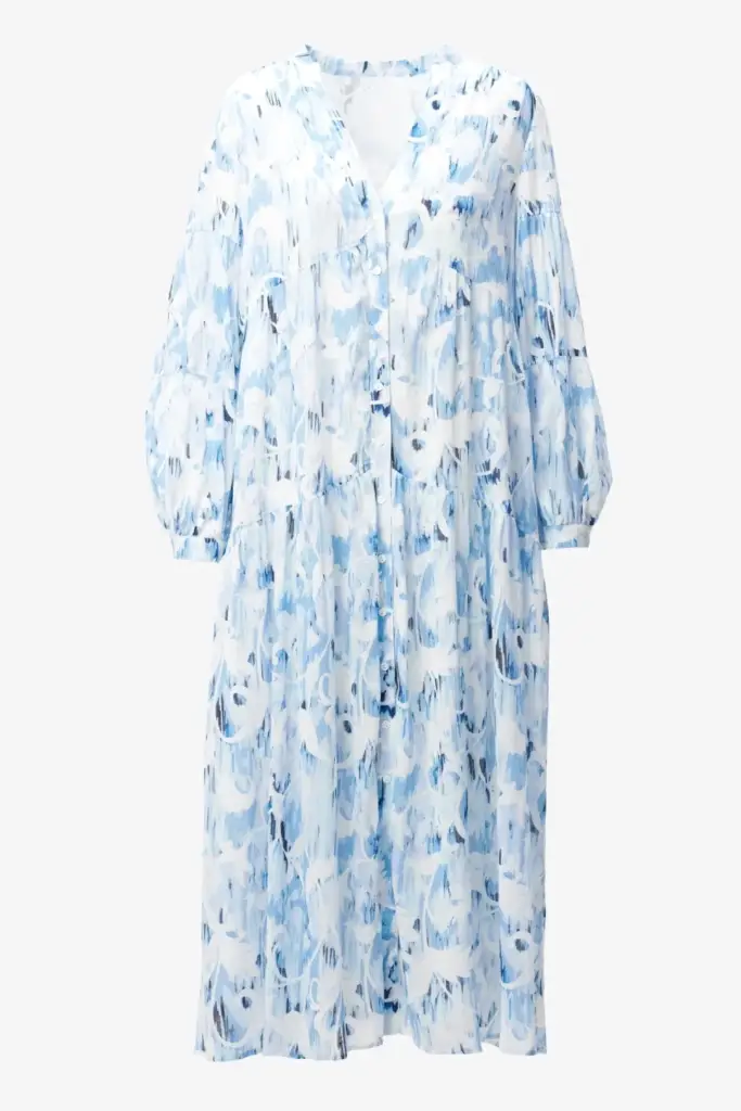 Lala Berlin Dress Dinella Cotton Floral Fountain Blue