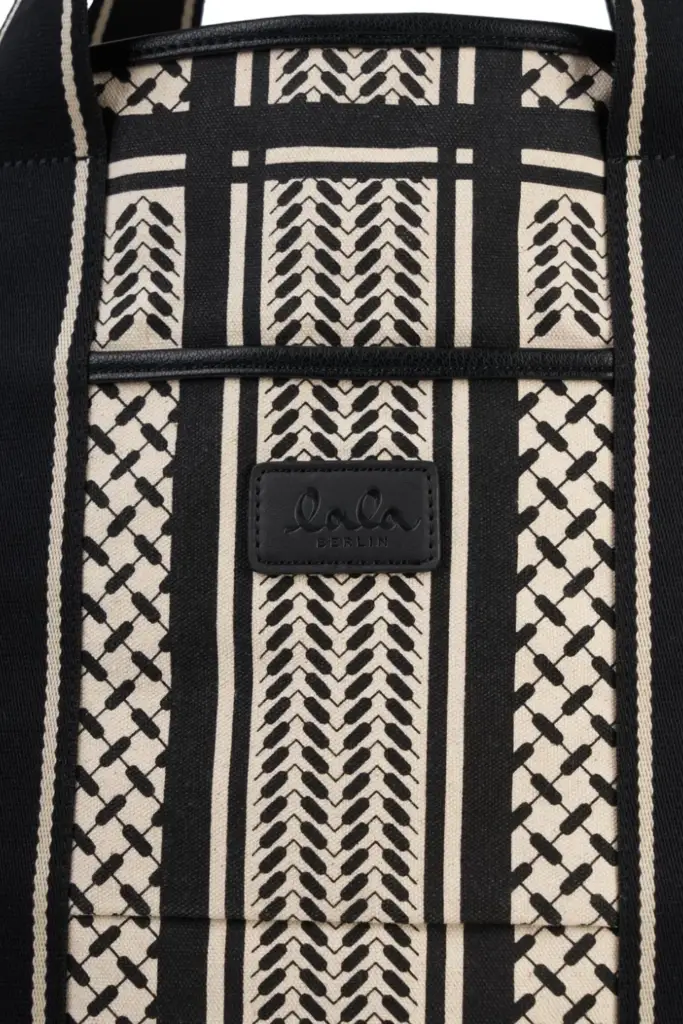 Lala Berlin East West Tote Marin Canvas Heritage Stripe Black
