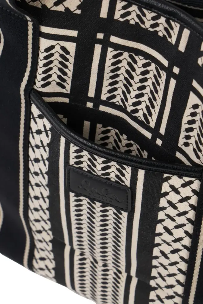 Lala Berlin East West Tote Marin Canvas Heritage Stripe Black