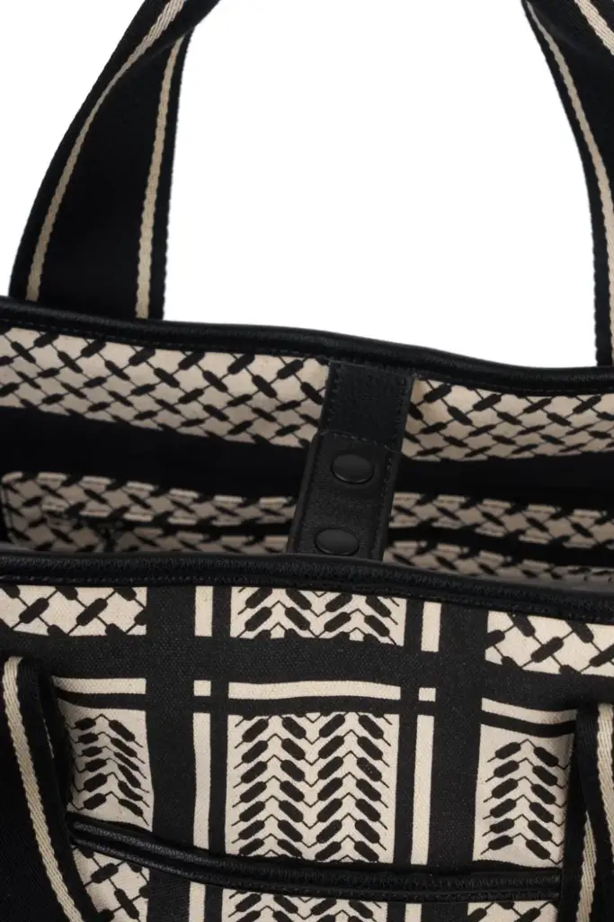 Lala Berlin East West Tote Marin Canvas Heritage Stripe Black