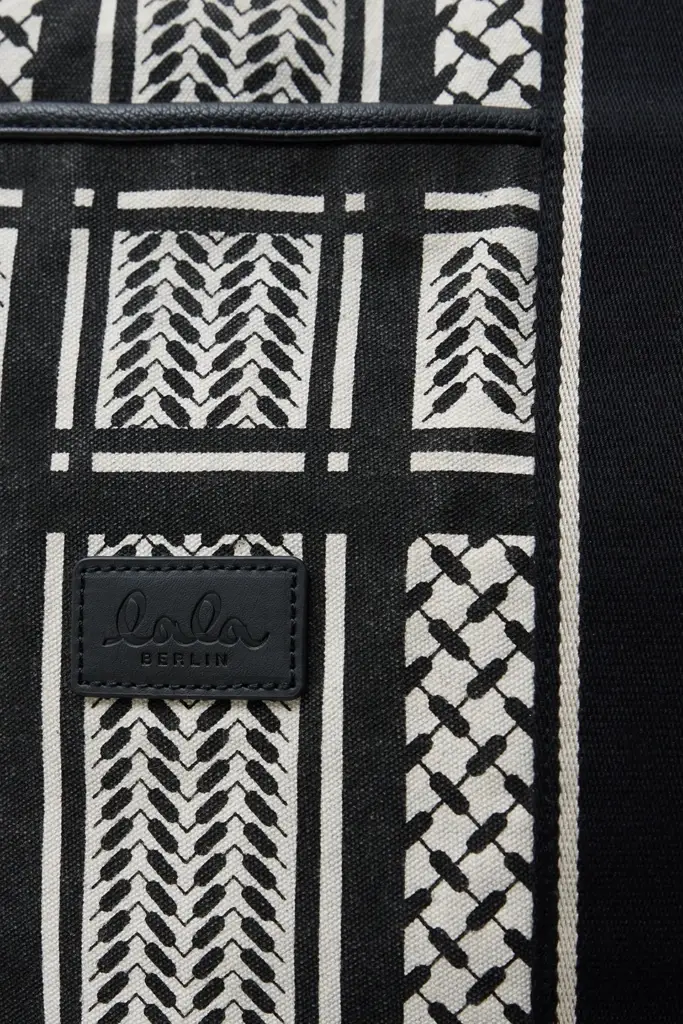 Lala Berlin East West Tote Merge Canvas Heritage Stripe Black