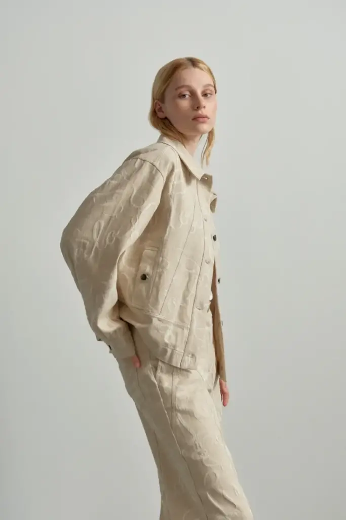 Lala Berlin Jacket Jacek Cotton Mix Lalagram Jacquard Beige