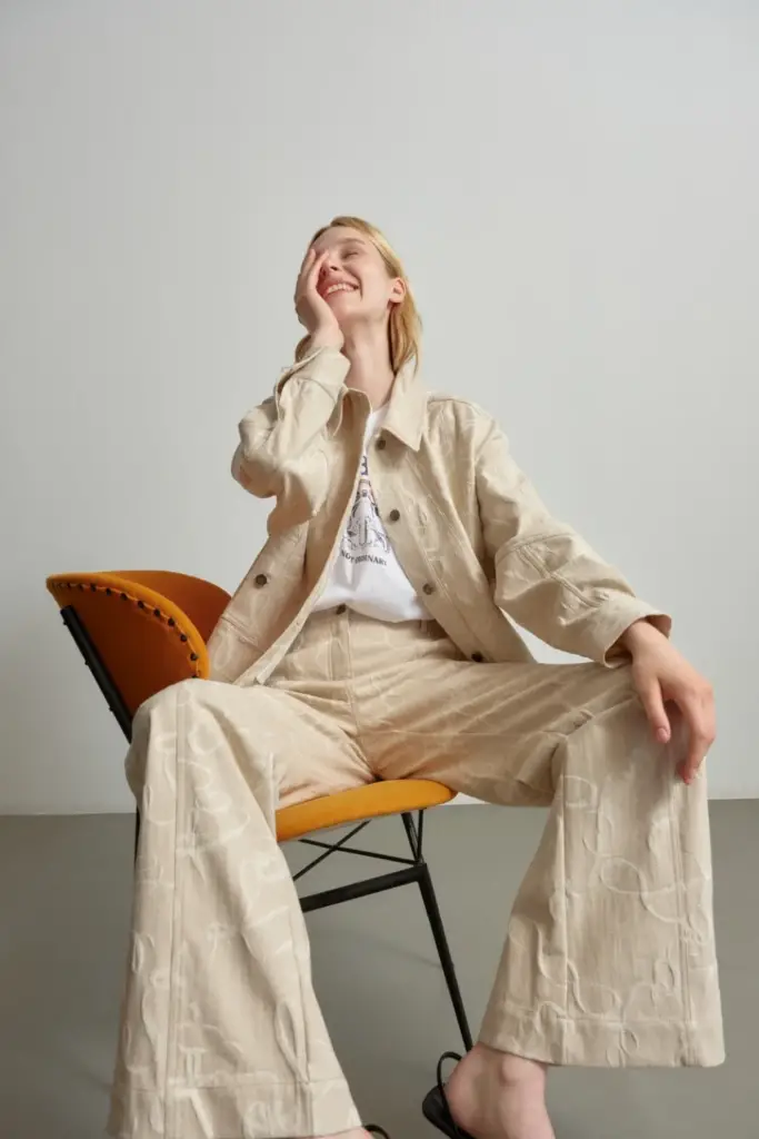 Lala Berlin Jacket Jacek Cotton Mix Lalagram Jacquard Beige