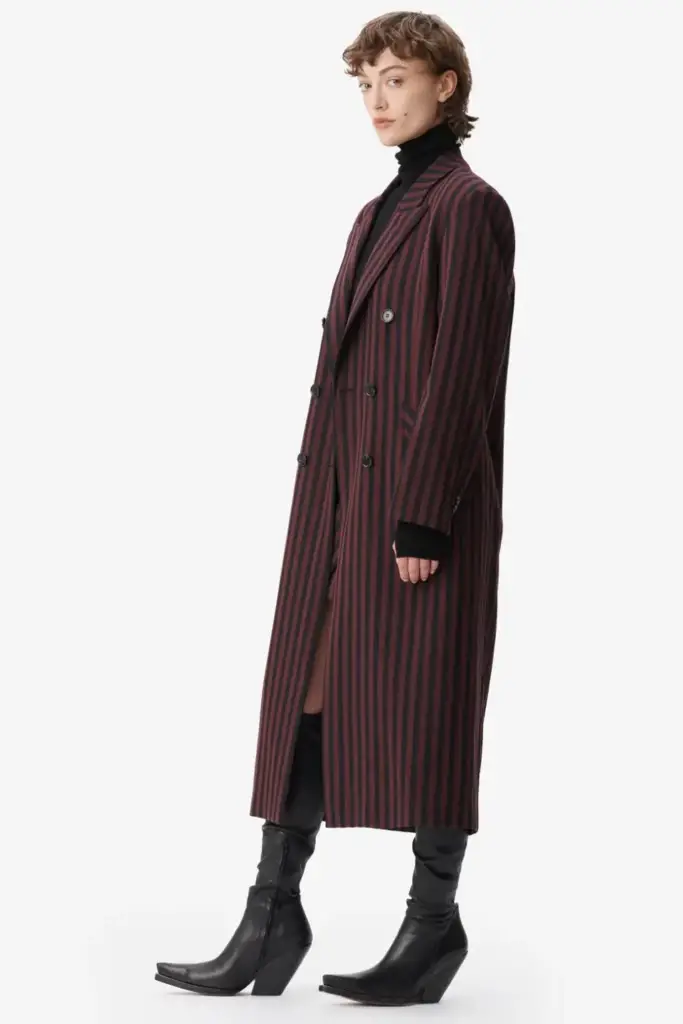 Lala Berlin Coat Odith Polyester Mix Stripe Fudge