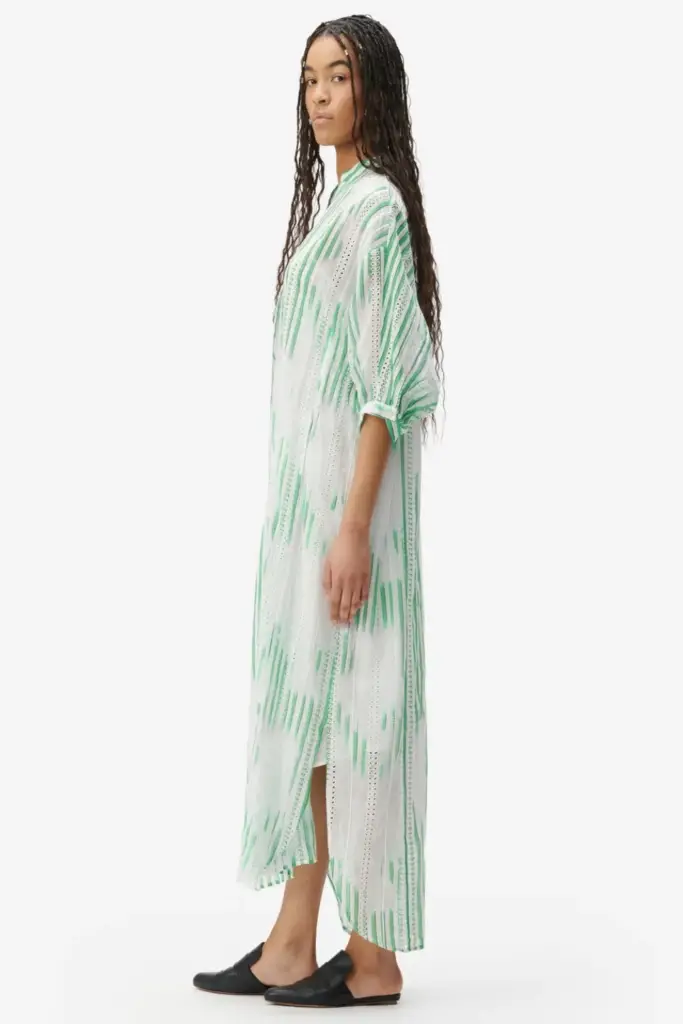 Lala Berlin Dress Dacire Bast Fiber Green Stripes