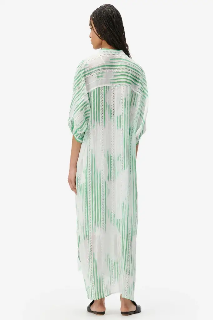 Lala Berlin Dress Dacire Bast Fiber Green Stripes