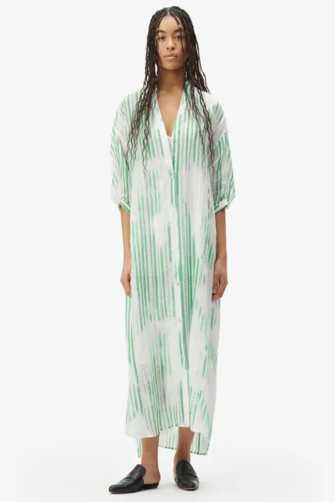 Lala Berlin Dress Dacire bast fiber green stripes