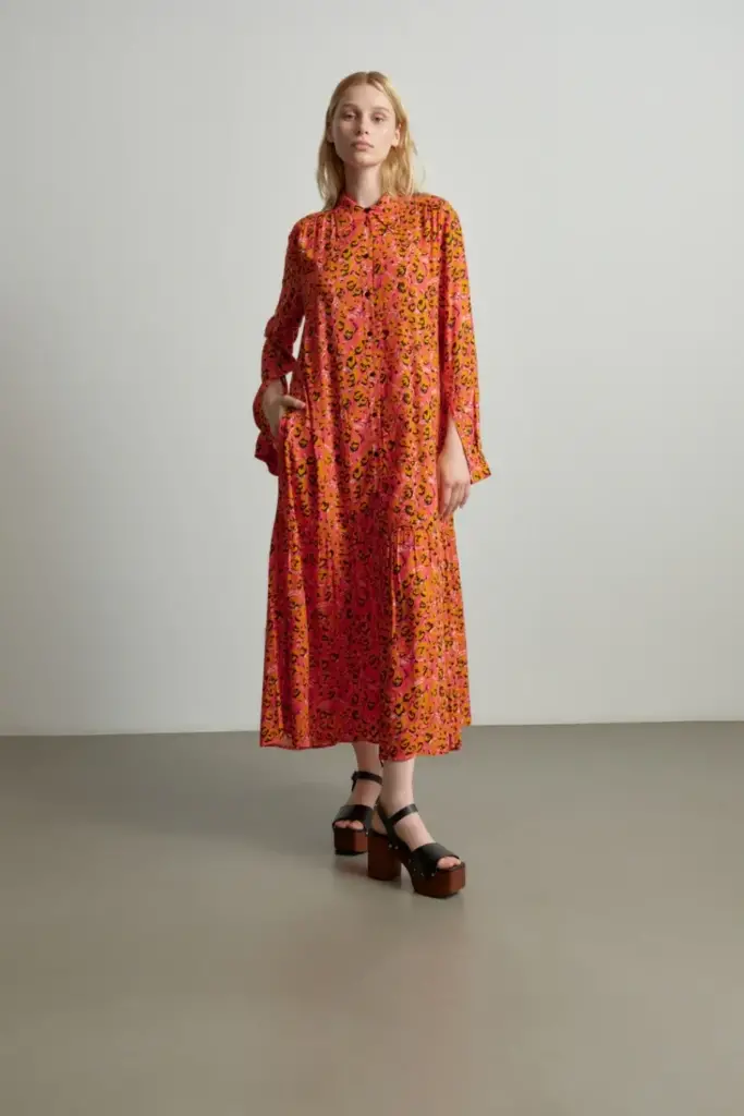 Lala Berlin Dress Derry viscose leo pink