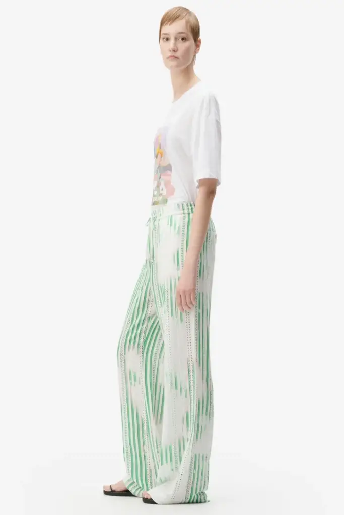 Lala Berlin Pants Palooza Rayon Mix Green Stripes