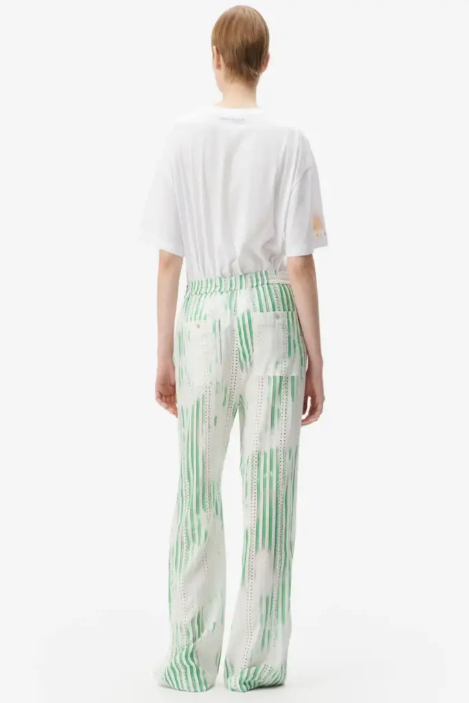 Lala Berlin Pants Palooza Rayon Mix Green Stripes