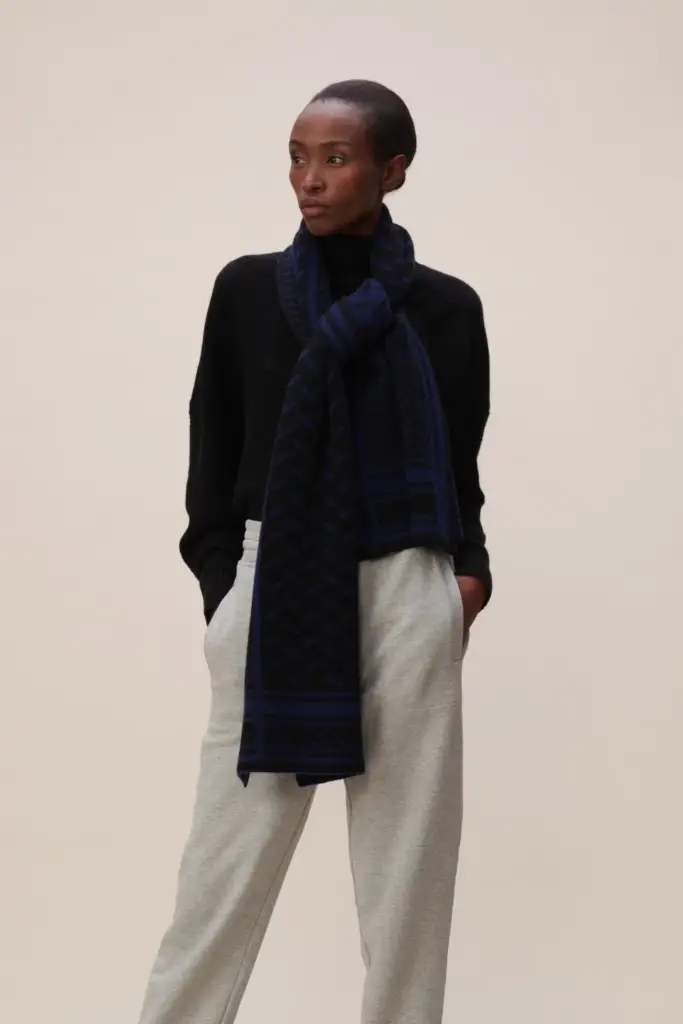 Lala Berlin Scarf Chuck Cashmere Dark Blue