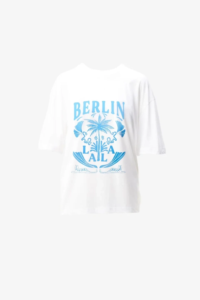 Lala Berlin T-Shirt Celia Cotton Lala Palm White