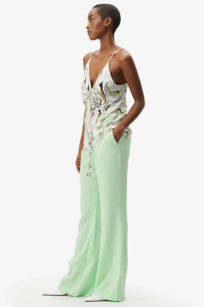 Lala Berlin Top Tiko Viscose Marble Wave Green