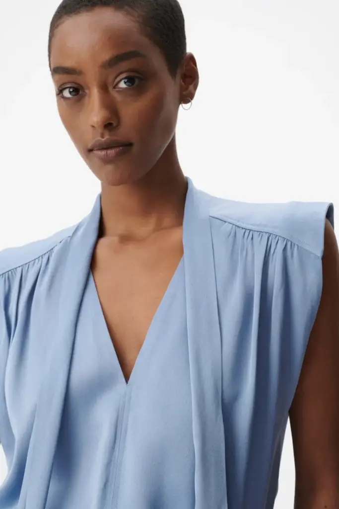 Lala Berlin Top Tracey Viscose Mix Faded Denim