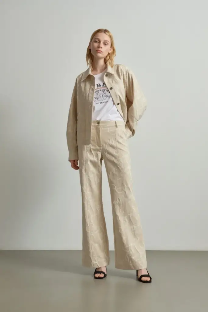 Lala Berlin Pants Pamir cotton mix lalagram jacquard beige