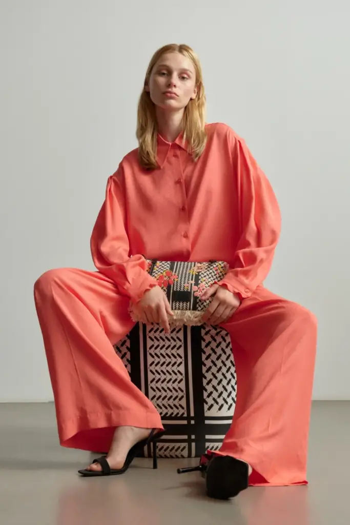 Lala Berlin Pants Polko Viscose Mix Underwater Melon