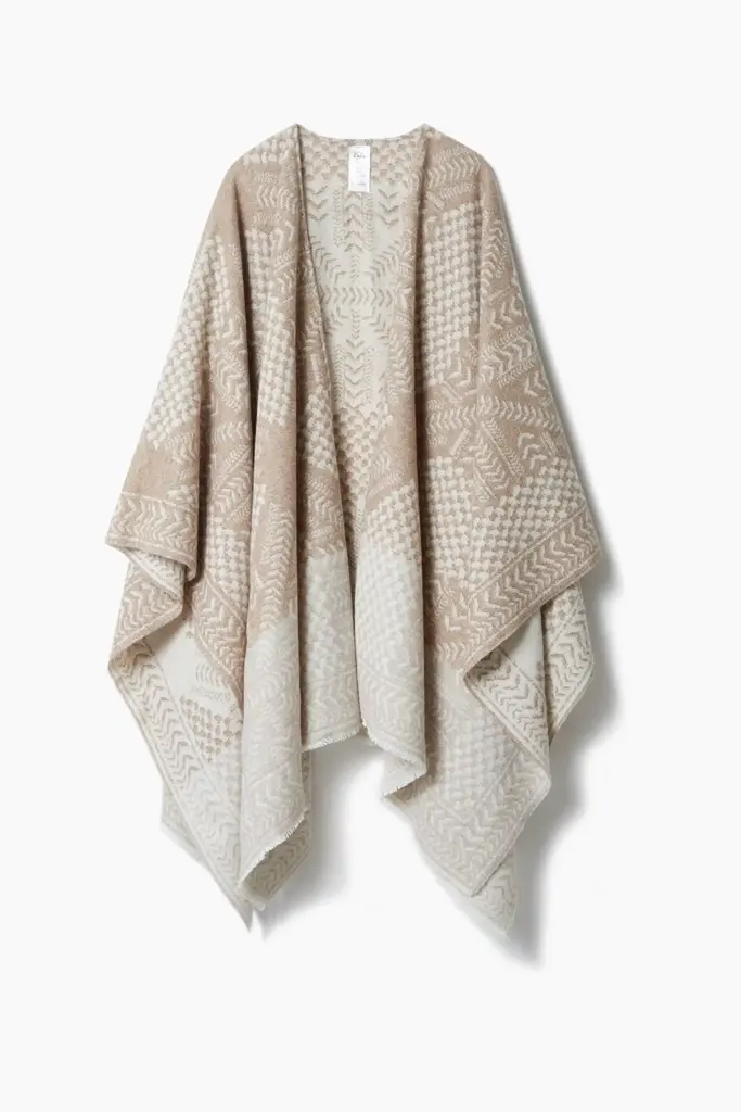 Lala Berlin Poncho Pineo Wool Mix Heritage Star Sand