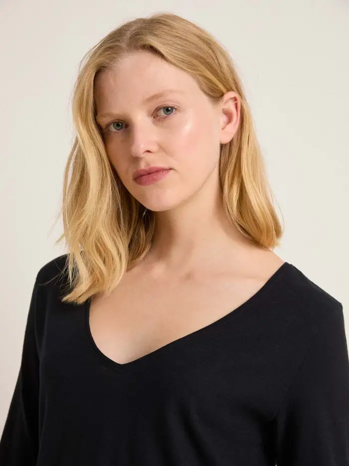 Lanius Shirt Mit V-Ausschnitt (GOTS)