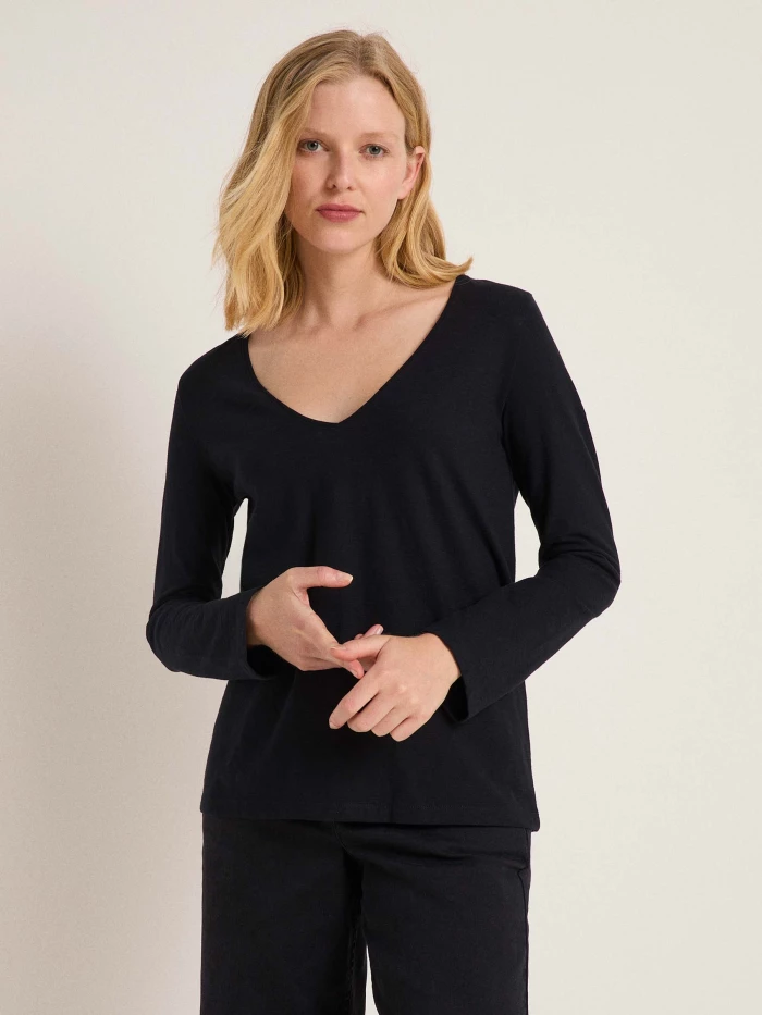 Lanius Shirt mit V-Ausschnitt (GOTS)