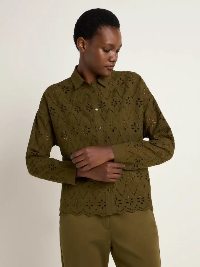 Lanius Spitzen-Hemdbluse
