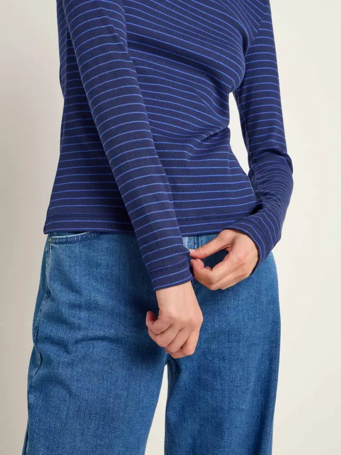 Lanius Streifen-Rollkragenshirt (GOTS)