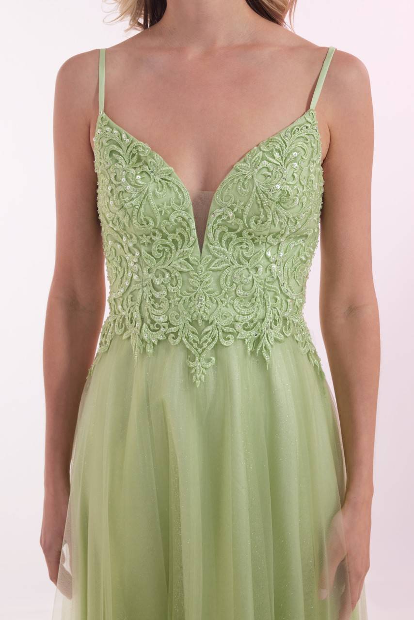 Laona NOBLE TULLE DRESS Besticktes Maxikleid Mit V-Ausschnitt Und Tüll-Einsatz