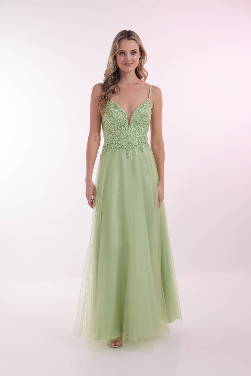 Laona NOBLE TULLE DRESS Besticktes Maxikleid mit V-Ausschnitt und Tüll-Einsatz