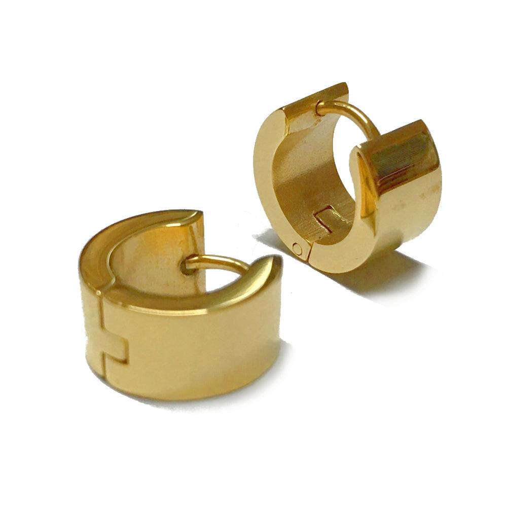 Lau Fashion 1 Paar Creolen Ohrringe Schwarz Gold Silber Edelstahl Herren Ø13mm