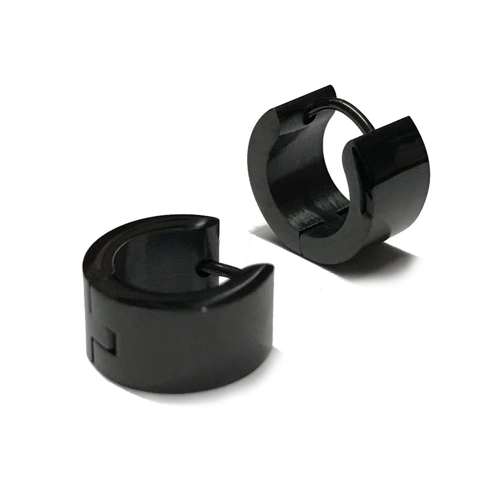 Lau Fashion 1 Paar Creolen Ohrringe Schwarz Gold Silber Edelstahl Herren Ø13mm