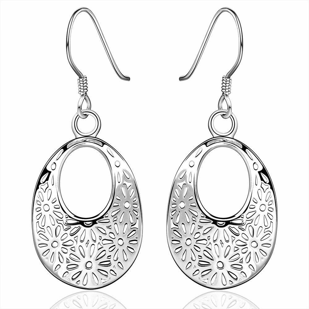 Lau Fashion 1 Paar Edle Damen Vintage Ohrringe Ohrhänger Blumen Style Silber Schmuck