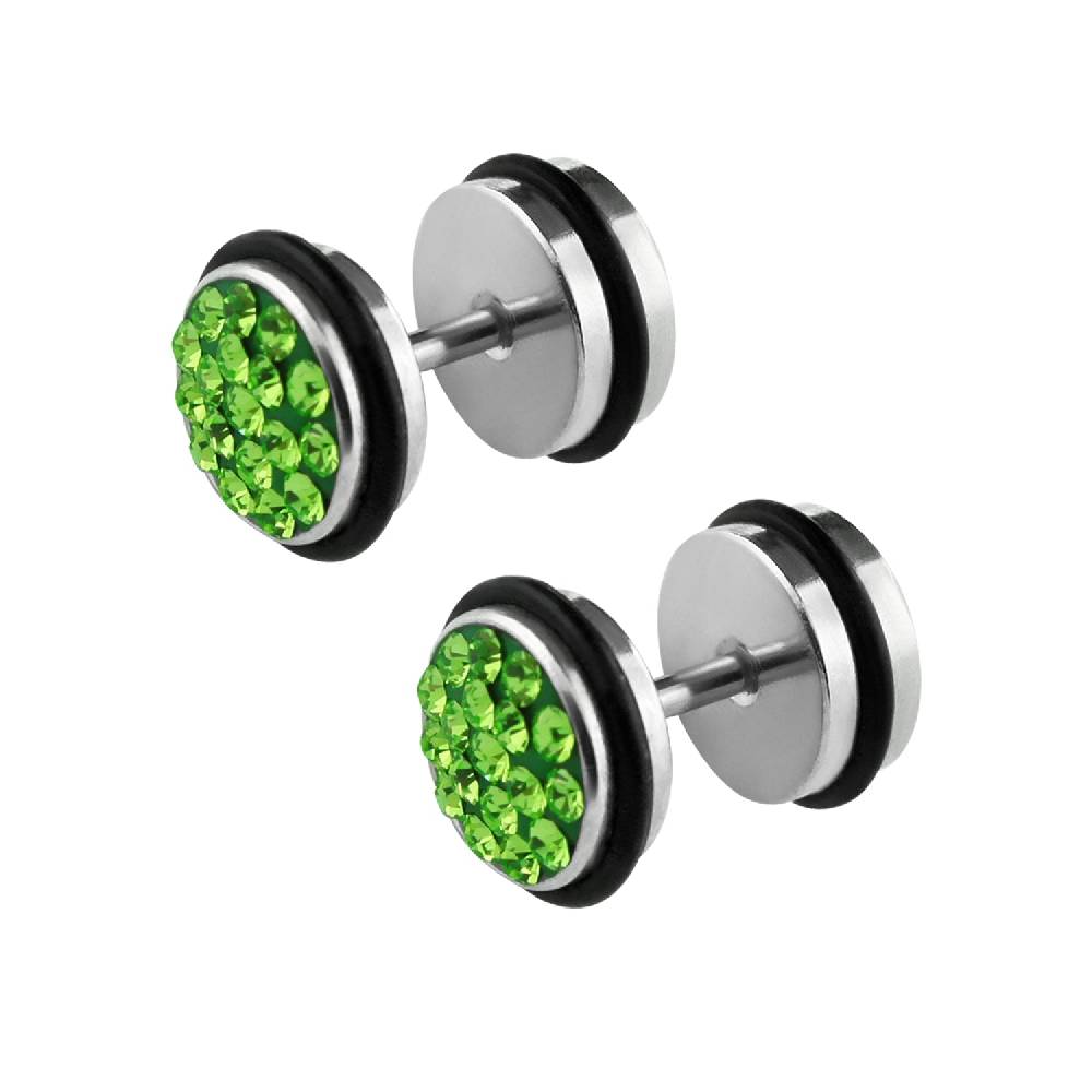 Lau Fashion 1 Paar Fake Plug Tunnel Unisex Strass Zirkonia Ohrstecker Ohrringe Edelstahl