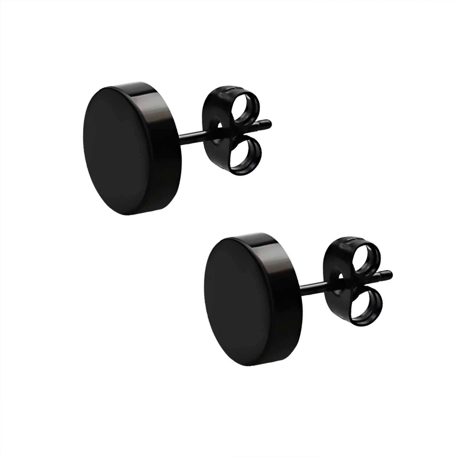 Lau Fashion 1 Paar Runde Knopf Ohrstecker Edelstahl Anime Gothic Fake Plug Ohrring Ø 8mm 10mm