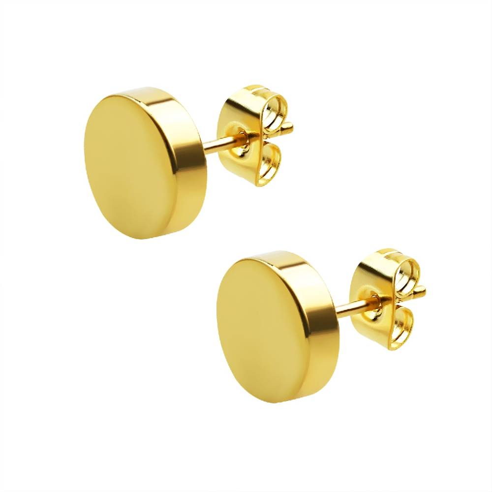 Lau Fashion 1 Paar Runde Knopf Ohrstecker Edelstahl Anime Gothic Fake Plug Ohrring Ø 8mm 10mm