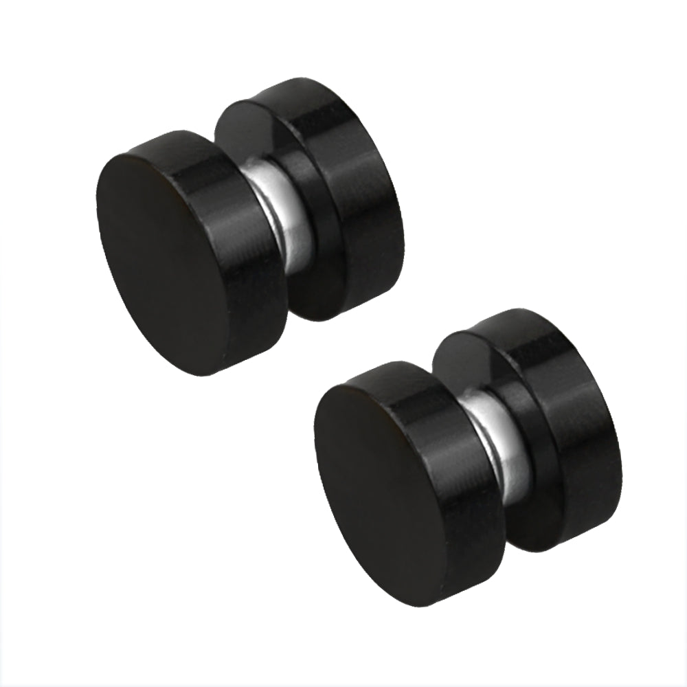 Lau Fashion 1 Paar Runde Magnet Knopf Edelstahl Anime Gothic Fake Plug Ohrring Ø 8-10mm