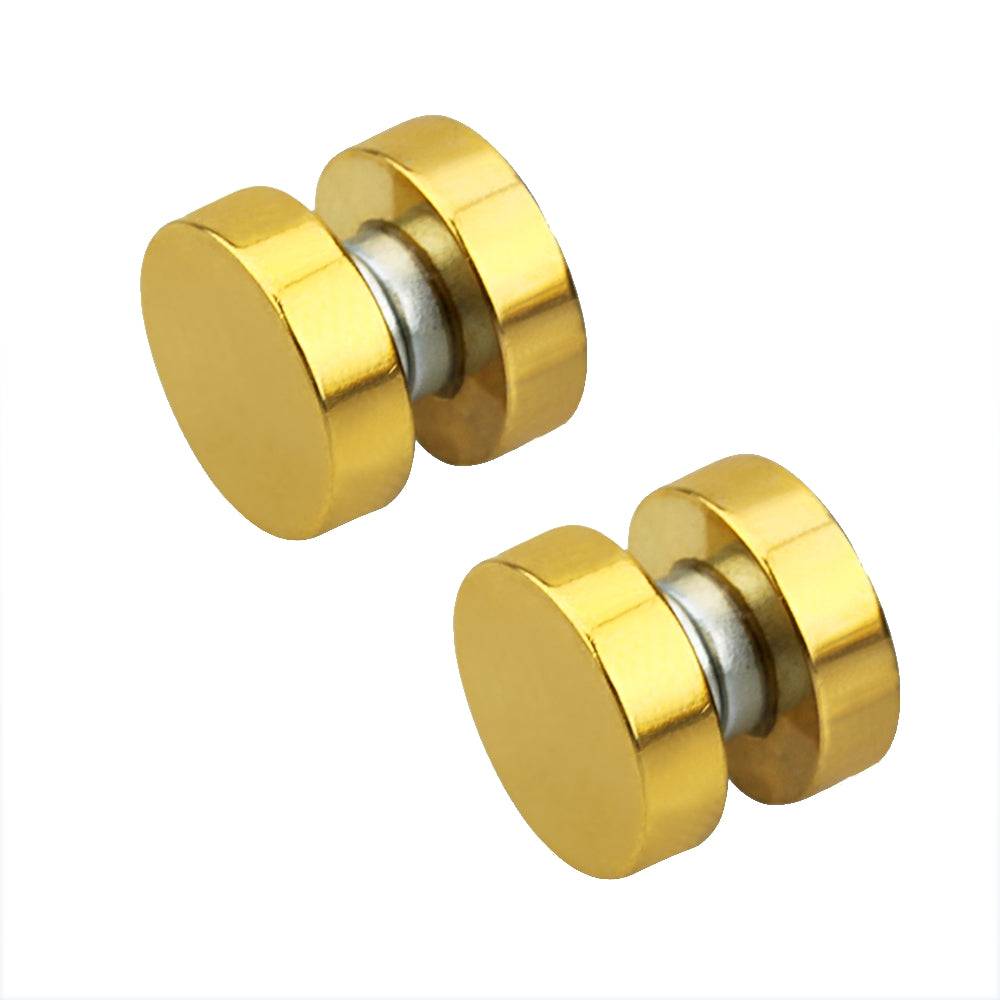 Lau Fashion 1 Paar Runde Magnet Knopf Edelstahl Anime Gothic Fake Plug Ohrring Ø 8-10mm