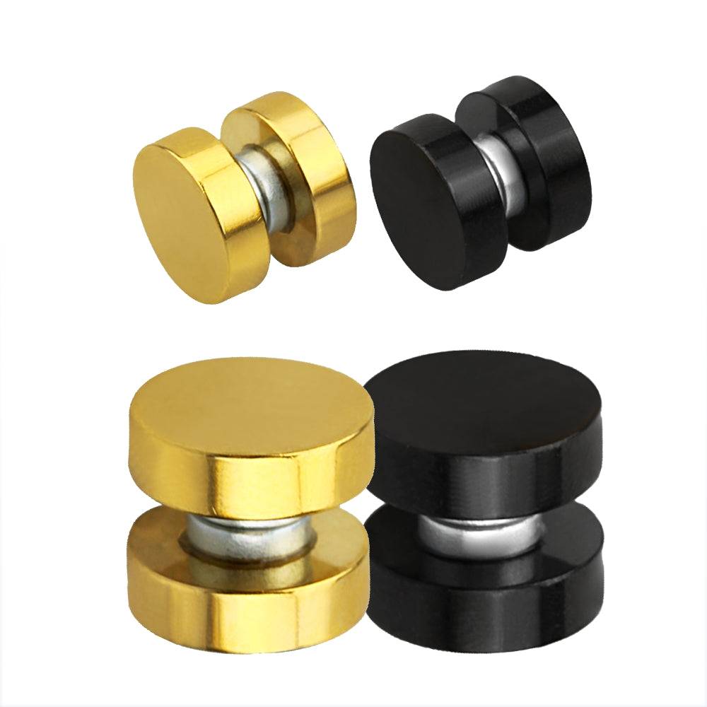Lau Fashion 1 Paar Runde Magnet Knopf Edelstahl Anime Gothic Fake Plug Ohrring Ø 8-10mm