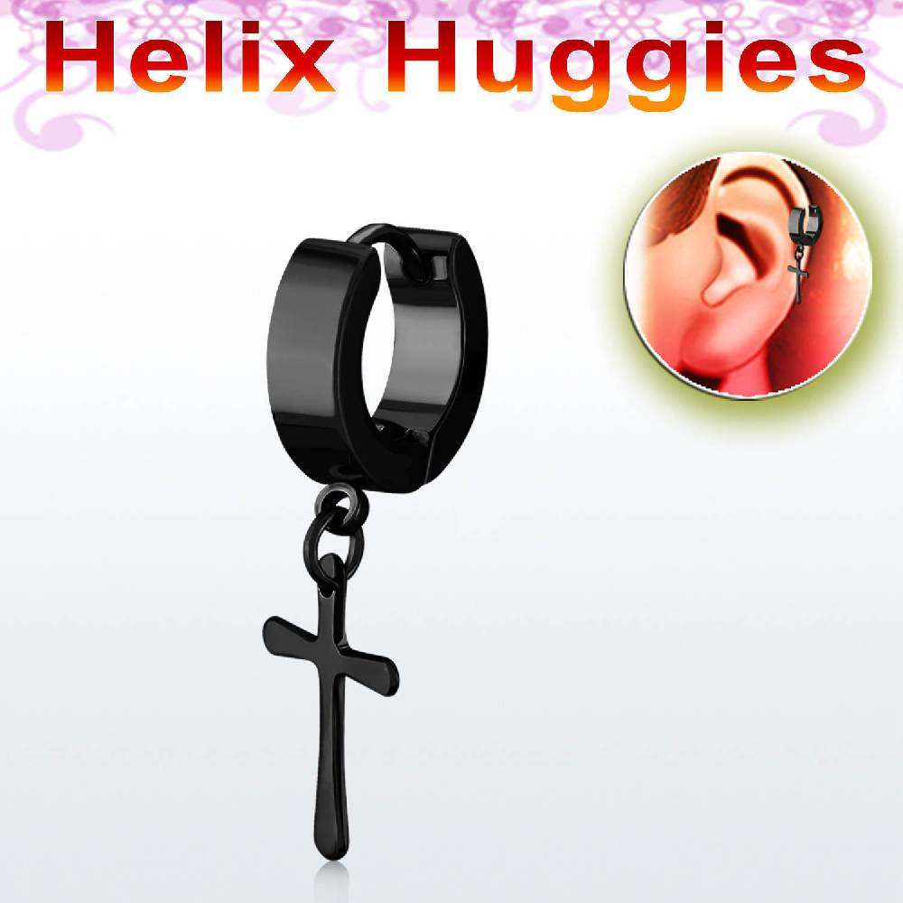 Lau Fashion 1 Stück Creole Kreuz Anhänger Unisex Helix Huggie Gothic Clips Ø 29mm